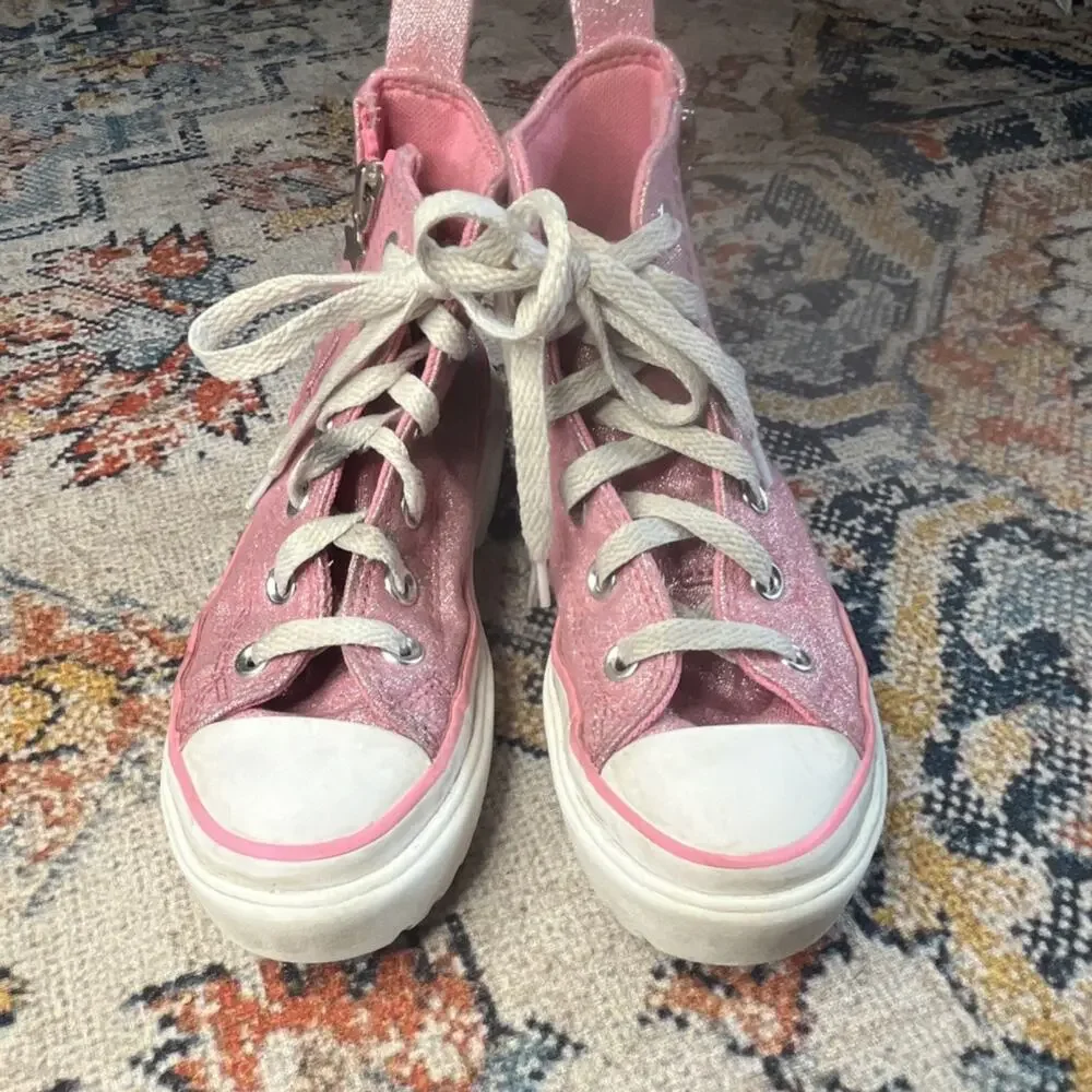 Converse Chuck Taylor All Star Pink Glitter High Top Sneakers Unisex Kids US 1